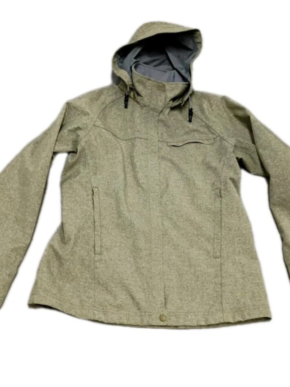 REI Elements E1 Womens S Light Green Hooded Full Zip Rain Jacket